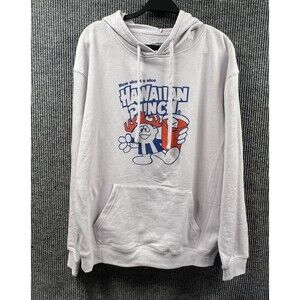 HAWAIIAN PUNCH Hoodie Mens Large‎ White Graphic Front Drawstring Sweatshirt NWT